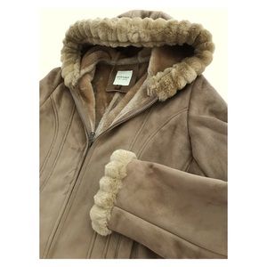 Sonoma Brown Suede Hooded Warm Jacket